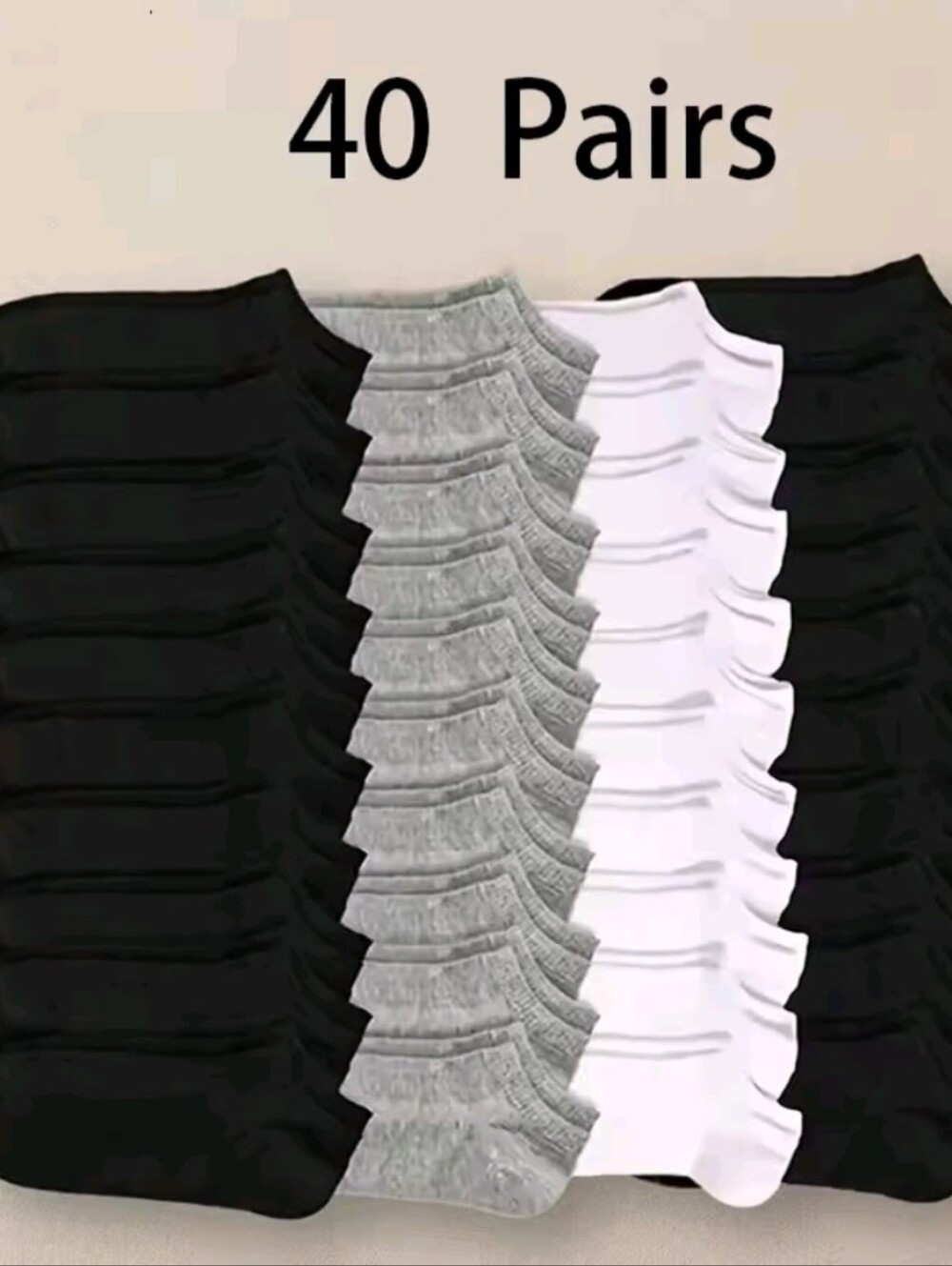 Men/Women 40 Pairs Solid Color Ankle Socks